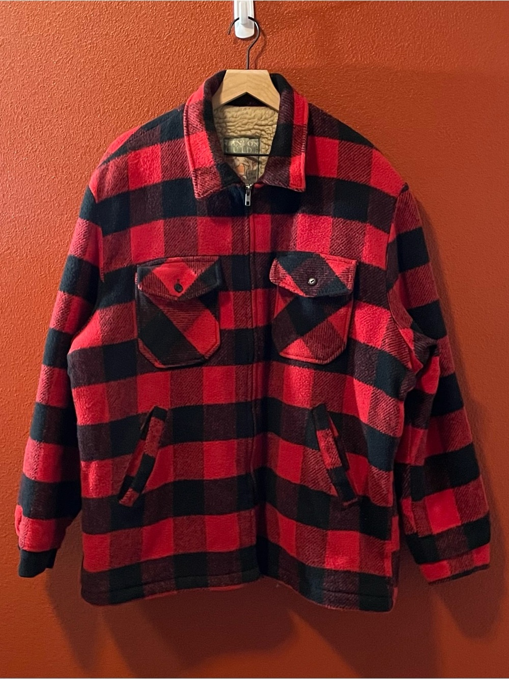 Canyon Guide Men’s Vintage Fleece Wool Blend Buffalo Plaid Full Zip Jacket